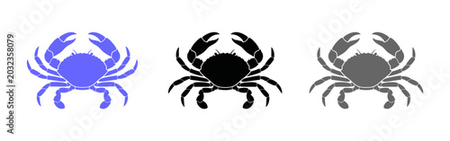 Photos Stylized crab icon collection featuring blue, black, and grey crustaceans for di
