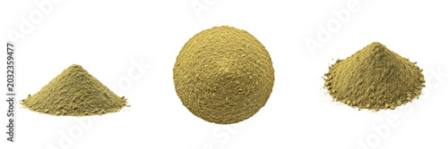Canvas Print Tulsi powder, Ocimum tenuiflorum, Lamiaceae family, finely milled dehydrated hol