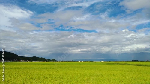 初秋の庄内平野と流れる雲のタイムラプス