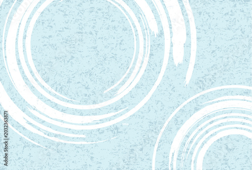 Elegant light blue Japanese style paper texture background with white brush circular patterns