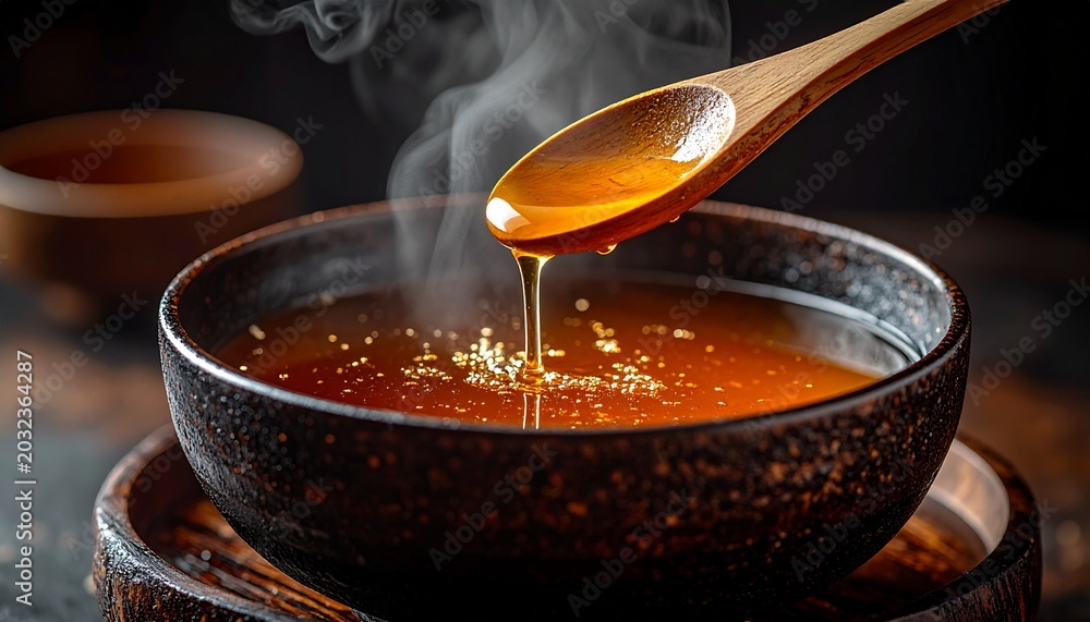 Fototapeta premium Close-Up Food Photography of Traditional Japanese Dashi Extraction with Rich Umami Broth