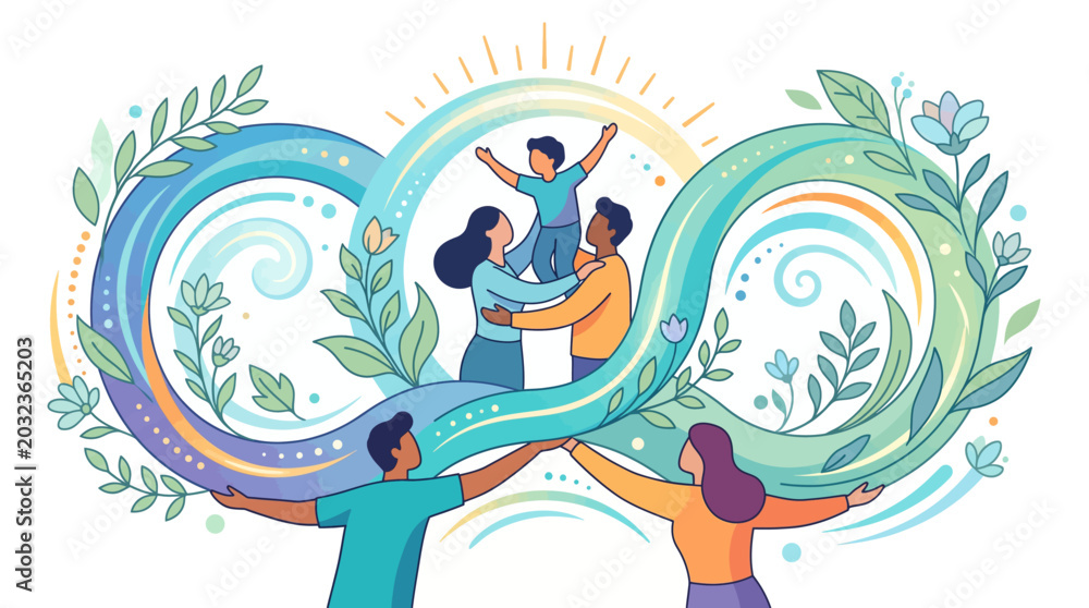 Fototapeta premium Diverse people joining hands in unity.