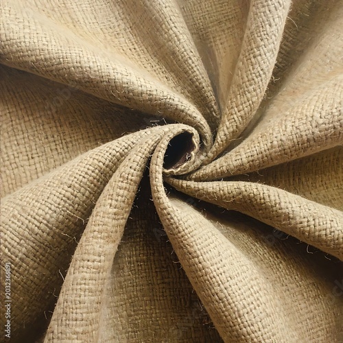 A close-up of a folded burlap fabric