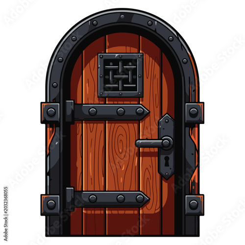 Medieval Castle Door Vector Illustration Graphic