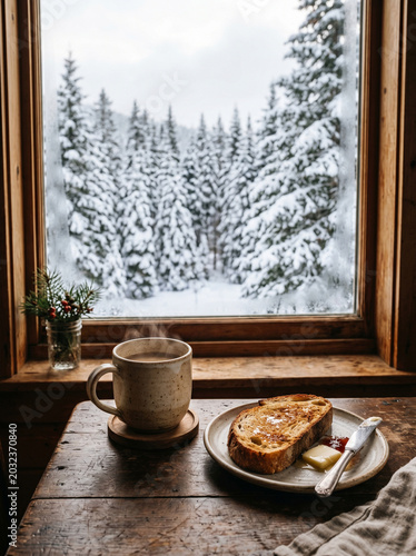 Drink a cup of coffee in winter.