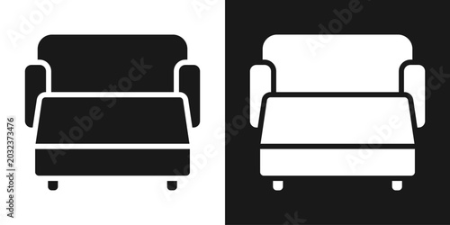 Armchair Icon In Black And White Glyph Style