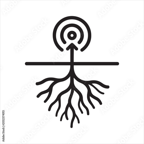 Foto Root cause origin source outline vector.