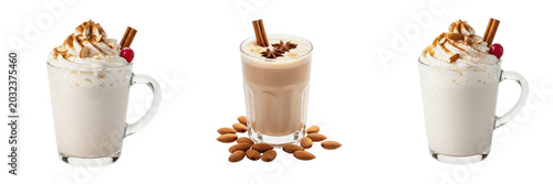 Bild auf Leinwand Almond nut plant extract liquid extract showcasing organic plant emulsion parameters, distinct cellular taxonomy traits, botanical fluid properties, food nutrition elements within culinary drink file