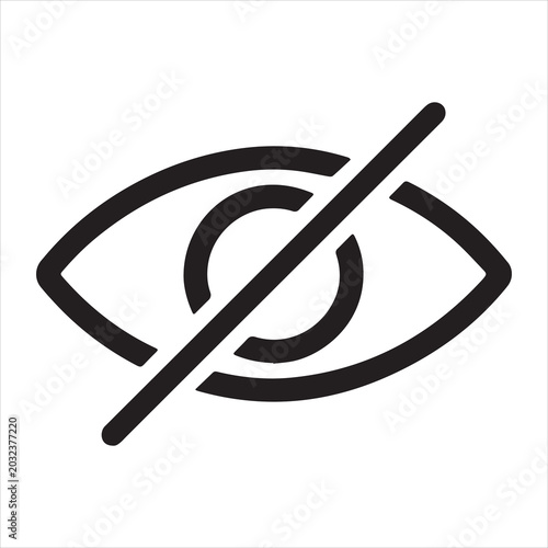 Eye symbol with a diagonal line indicating privacy.
