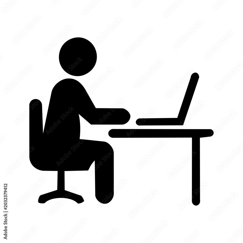 Fototapeta premium Focused computer work icon illustration