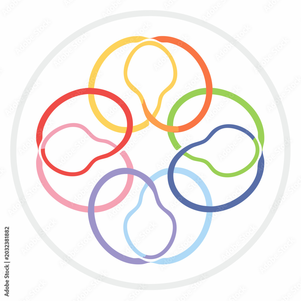 Fototapeta premium Colorful Interlocking Rings Abstract Design