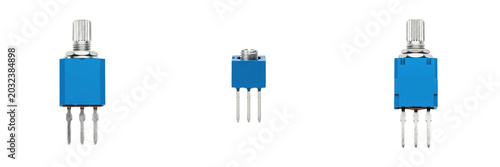 Bilde på lerret Trimmer potentiometer electronic hardware component specimen showcasing solid st