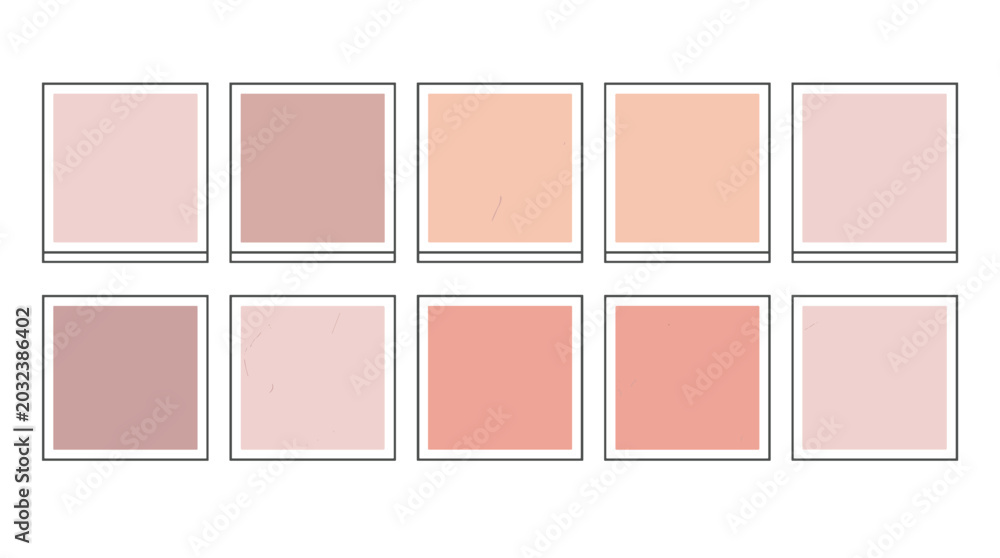 Fototapeta premium Set of ten pastel pink and beige color swatches for design projects