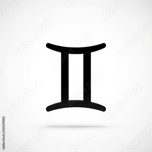 Black Gemini zodiac symbol icon.