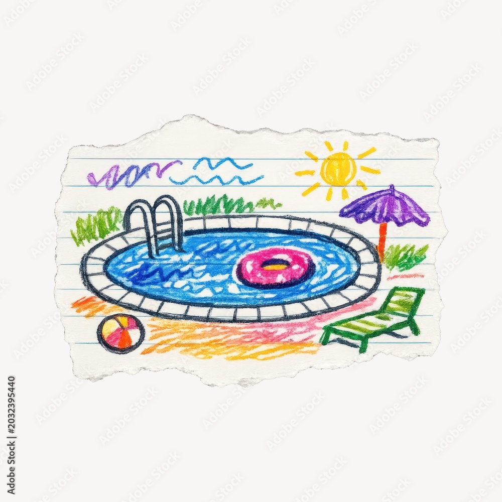 Fototapeta premium Colorful crayon pool scene