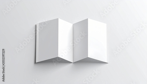 Blank folded paper mockup with empty white pages
