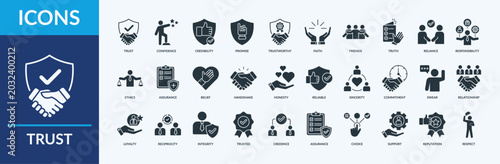 Schilderij op canvas Trust icon set