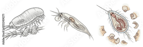 Bild auf Leinwand Root knot nematode microscopic pest showing biological anatomy, structural morphology, taxonomic classification traits, and agricultural crop damage parameters within a reference field
