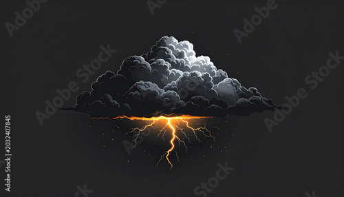 Lightning storm cloud with electric yellow lightning bolt