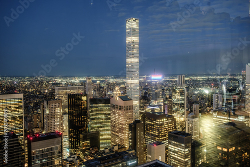 Night view of the skyline of Midtown Manhattan, New York City.