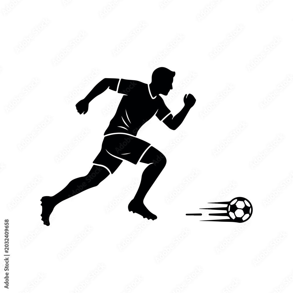Obraz premium Football Player Sprint Chase Silhouette