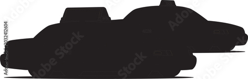 New York City classic yellow taxi cabs black silhouette vector illustration isolated on white background.