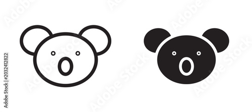 Canvas Print Koala head icon In Flat and stroke Style Vector For App, UI, Websites