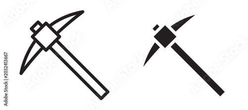 Photos Pick axe icon In Flat and stroke Style Vector For App, UI, Websites