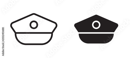 Cuadro en lienzo Police cap icon In Flat and stroke Style Vector For App, UI, Websites