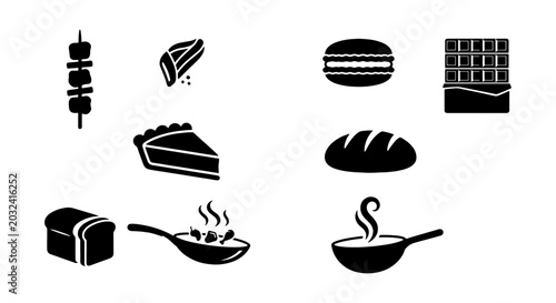 Obraz na płótnie Food Icons Set, Delicious Treats Vector Graphics, Culinary Symbols Collection