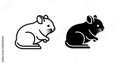 Tablou pe pânză Hamster Icons, Rodent Vector Graphics, Small Pet Silhouette, Cute Animal Art