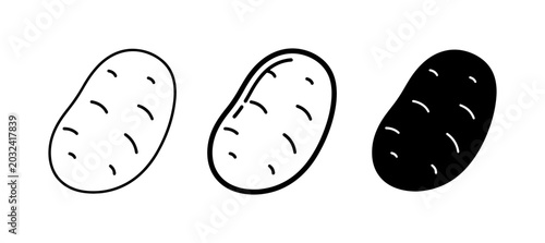 Bild auf Leinwand Potato Icons: Outline, Filled, Solid Black Vector Graphics