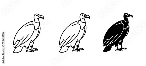 Vulture Icons, Bird Silhouettes, Wildlife Vector Art