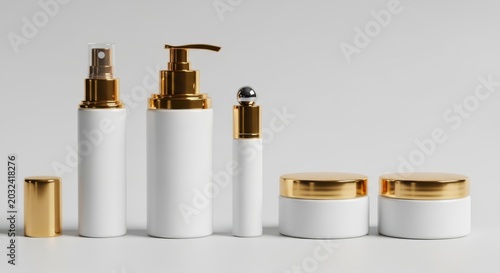 Elegant cosmetic bottles and jars collection