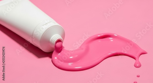 Pink lip gloss being squeezed from tube