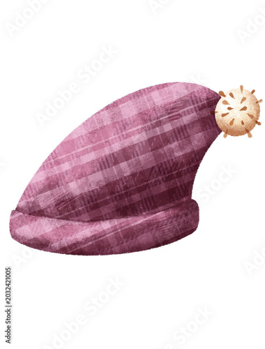 Cute Purple Knit Night Cap Baby Hat Clipart for Nursery and Toddler Illustration