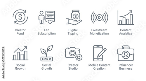 Digital Content Creation Icons Collection.