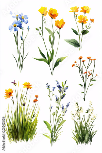 Vibrant Wildflowers Arranged Naturally Outdoor