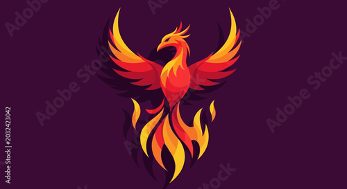 фотографія Fiery Phoenix Bird Rising From Flames, Mythical Creature, Symbol of Rebirth