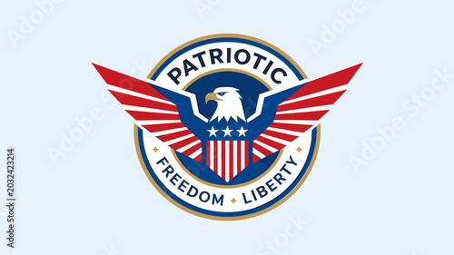 Bild auf Leinwand Patriotic Eagle with American Flag Wings and Stars, Emblem of Freedom and Liberty