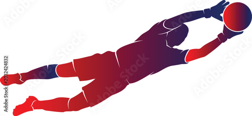 фотографія World cup goalkeeper diving to save the ball silhouette isolated on transparent
