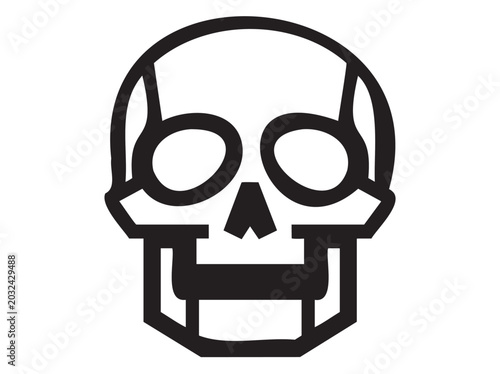 Photos Black skull icon, vector skull symbol, minimalist design, monochrome illustratio
