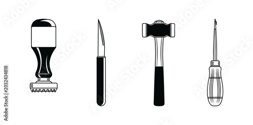 Obraz na płótnie An essential illustrated collection of classic manual hand tools for diverse cra