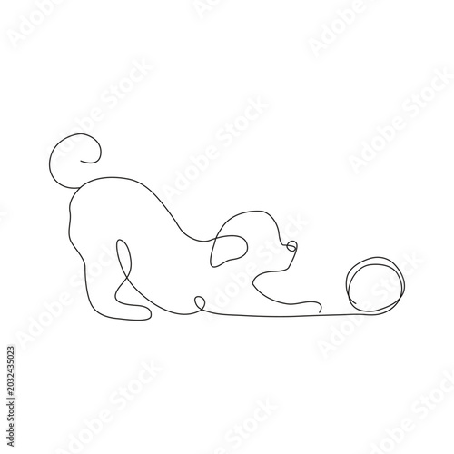 Minimalist dog continuous one line drawing vector illustration.