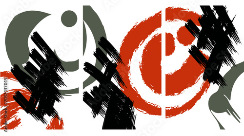 Bild auf Leinwand Abstract art triptych with bold brushstrokes and vibrant colors