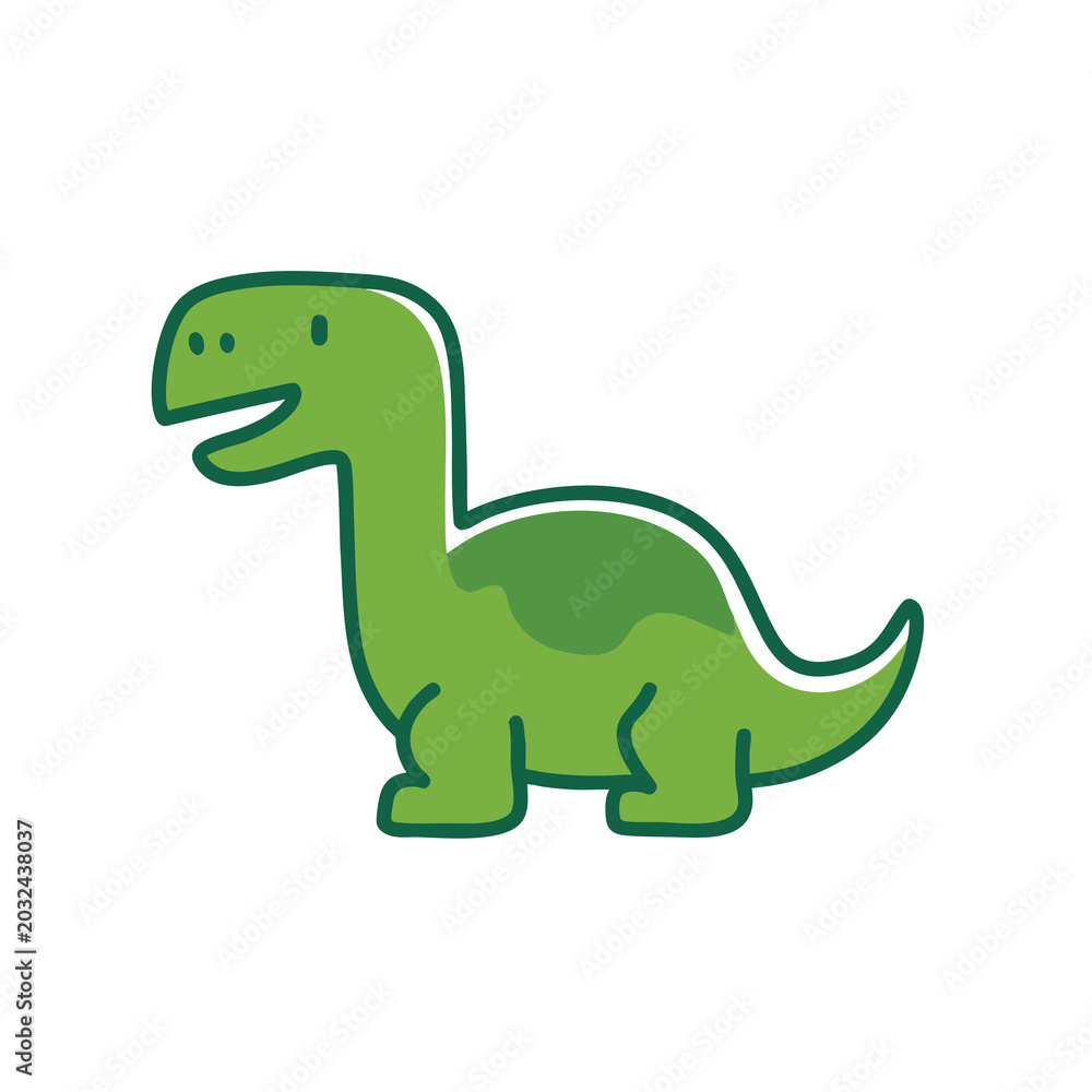 Naklejka premium Cute green cartoon dinosaur vector illustration.