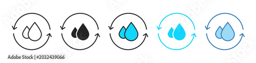 waste water recycling icon. circular water recycling icon pack for sustainability concept