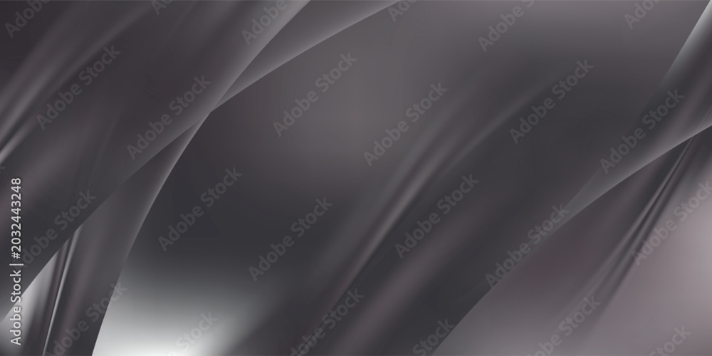 Fototapeta premium Abstract silver and black metallic wave background. Elegant smooth soft drapery texture for modern luxury design. Creative element design in vetor illustration