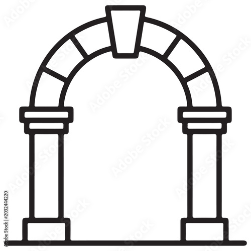 Bild auf Leinwand Architectural Arch Outline Drawing with Pillars and Keystone
