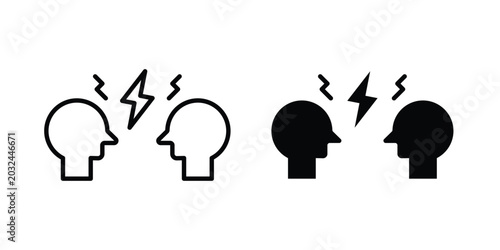 Photos Conflict icon concept pack in line and solid icons